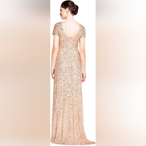 NWT Adrianna Papell Womens Short-Sleeve All Over Sequin Gown, SZ 12 - Picture 2 of 10